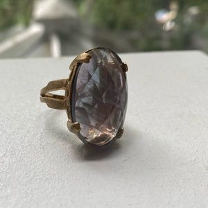 Gorgeous Agate & Gold Cocktail Ring - Size 7